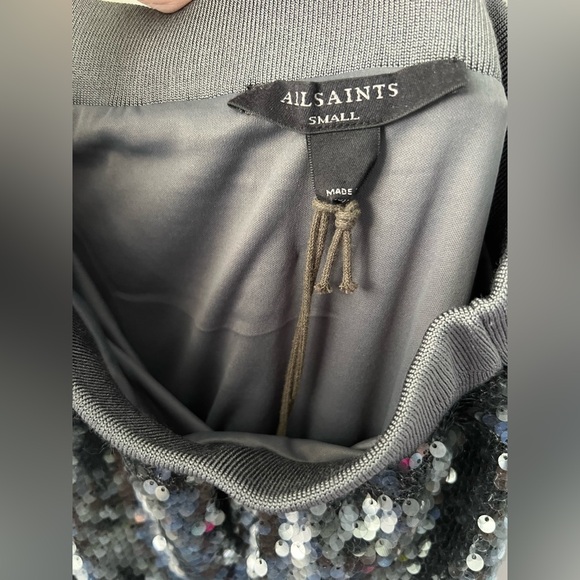 New All Saints Opal Sparkle Sequin Midi Skirt City Smoke Grey Small - Picture 9 of 12